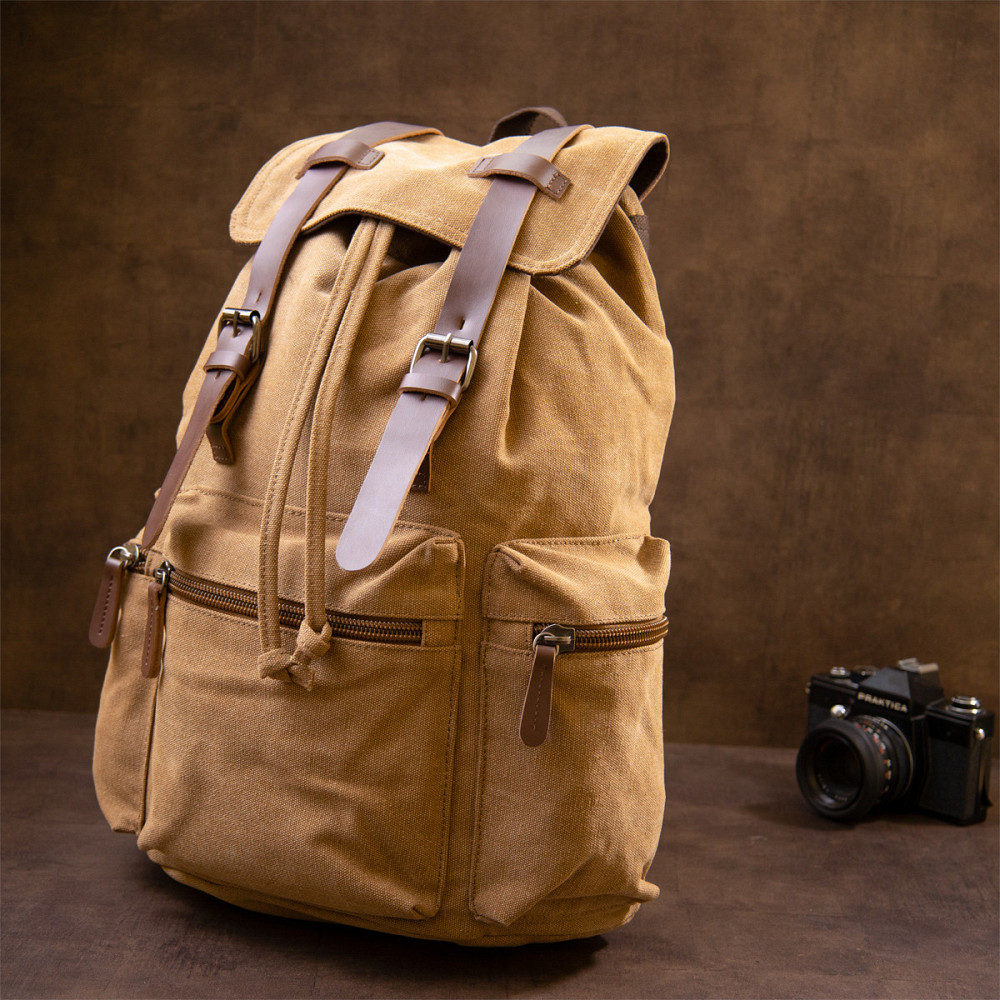 Рюкзак туристичний текстильний унісекс Vintage 20610 Коричневий Київ - фото 9