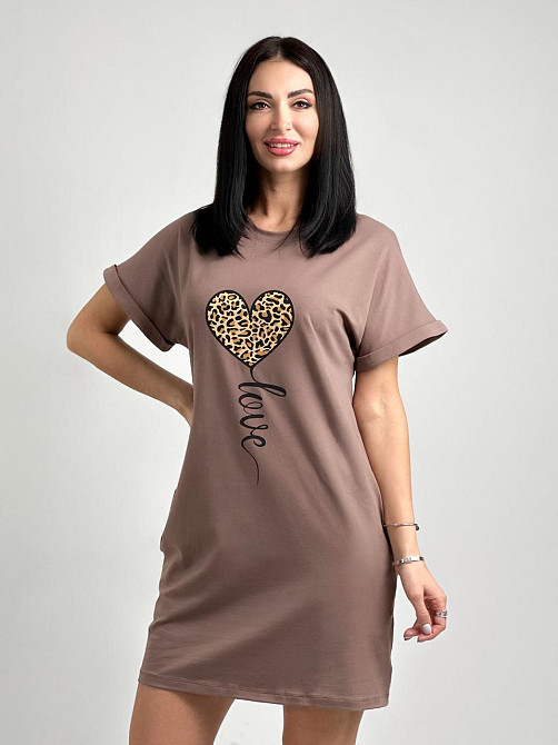Жіноча сукня з малюнком "Passion" оптом | Норма і батал Мокко, 50-52 Київ - фото 1