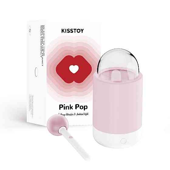 Вібратор-цукерка на паличці KISSTOY Pink Pop, зарядний кейс-нічник, 10 режимів вібрації Sex Aura Київ