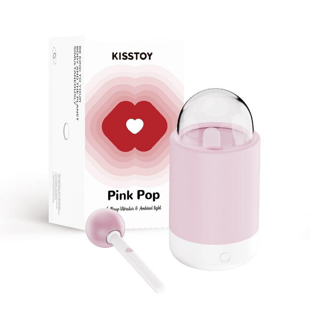 Вібратор-цукерка на паличці KISSTOY Pink Pop, зарядний кейс-нічник, 10 режимів вібрації Sex Aura Київ - фото 4