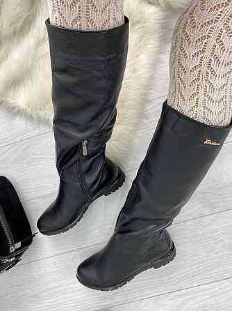 Maxi Сапоги женские Maxi черные натуральная кожа высота 38 см обхват голени 36-39 см размер 36 Коломия