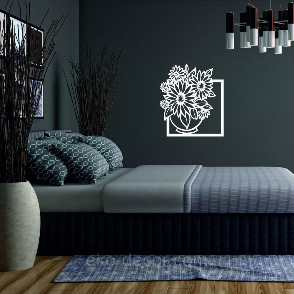 Декоративное настенное Панно «Букет цветов», Декор на стену 50*43 см , Белый Киев - изображение 2