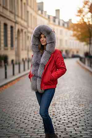 Бомбер женский с мехом блюфрост Красный 52 Харьков