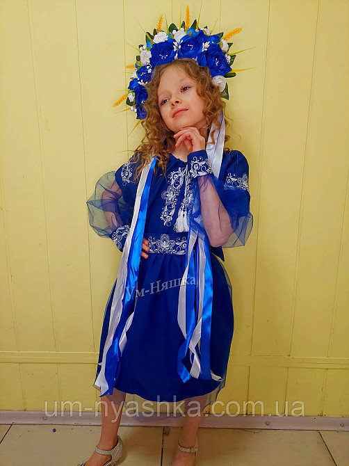 Дитяче вишите плаття "Синя казка-тризуб" Кривий Ріг - фото 7