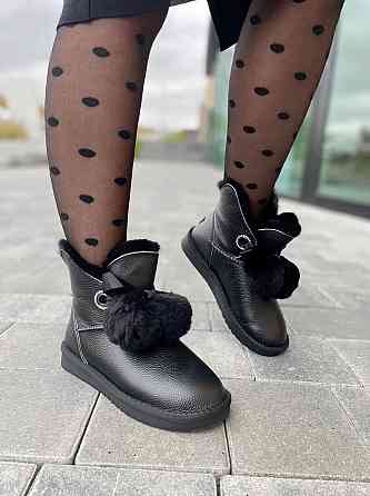 Lonza Угги жіночі LONZA чорні натуральна шкіра висота 14 см підошва 2 см (A8032-7A 4843) Коломыя