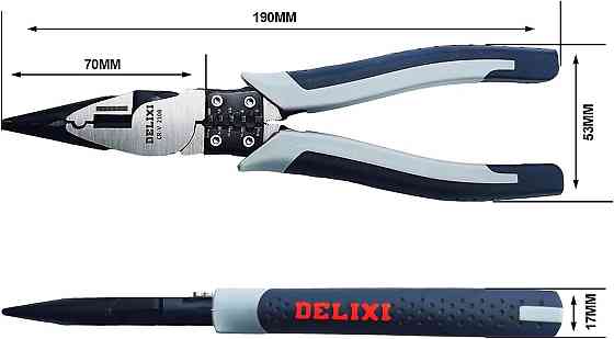 Плоскогубці DELIXI 7" з функцією зачистки та обжиму Київ