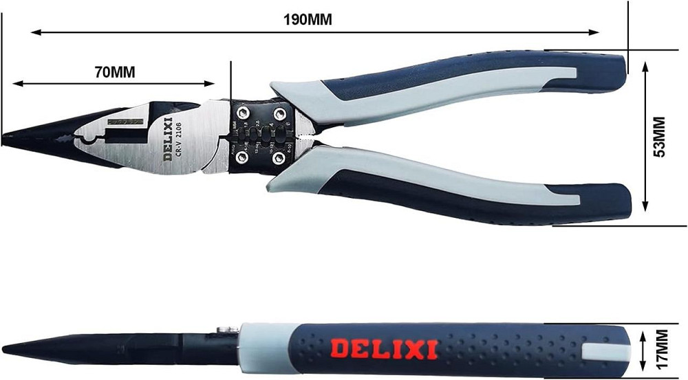 Плоскогубці DELIXI 7" з функцією зачистки та обжиму Київ - фото 5