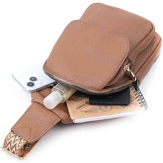 Практична жіноча сумка з однією лямкою через плече з великозернистої екошкіри Коричневий (Vintage) Київ