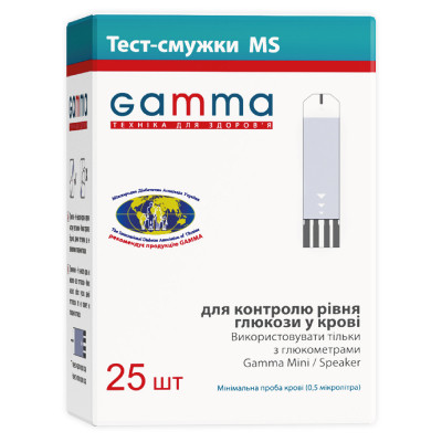 Тест-полоски для глюкометра Gamma MS 25 шт. (7640143654963) Вінниця - фото 1