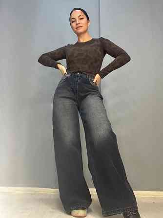 Джинсы женские Its Basic 2452 baggy jeans палаццо широкие от бедра вареные черные, черный, 36, 36, 7 Одесса