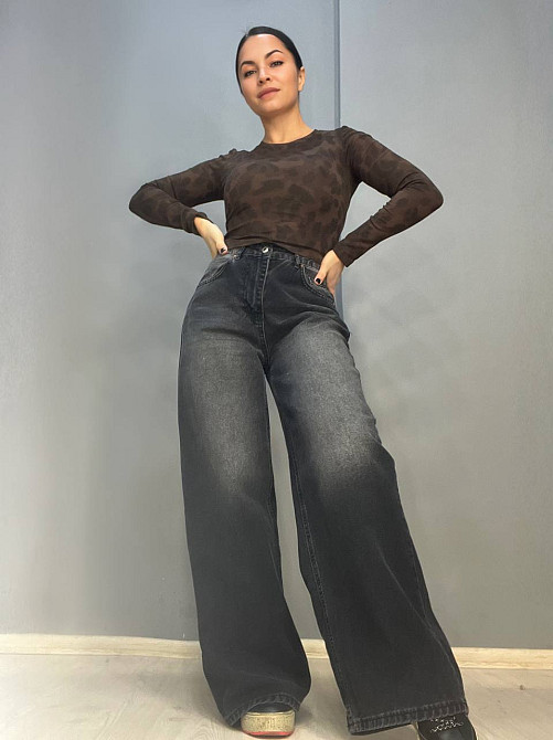 Джинсы женские Its Basic 2452 baggy jeans палаццо широкие от бедра вареные черные, черный, 36, 36, 7 Одесса - изображение 6