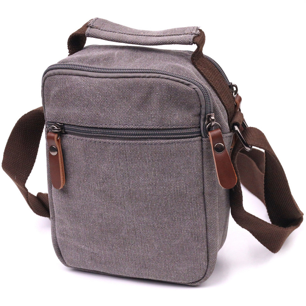 Компактная мужская сумка из плотного текстиля 21244 Vintage Серая Киев - изображение 2