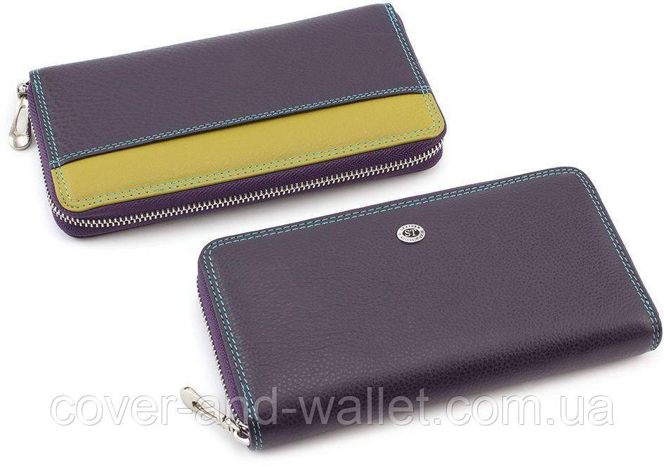 Модний жіночий шкіряний гаманець на блискавці синього кольору ST SB 71 Київ - фото 5