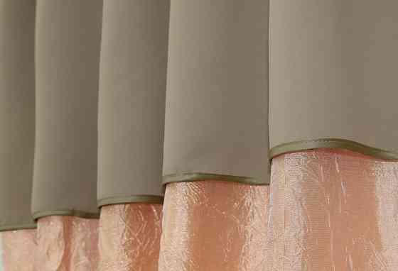 Кухонные шторы VR-Textil № 073к с ламбрекеном и подхватами персиковый с какао 270х170 см (52-0150) Киев