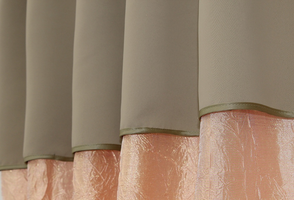 Кухонные шторы VR-Textil № 073к с ламбрекеном и подхватами персиковый с какао 270х170 см (52-0150) Киев - изображение 4