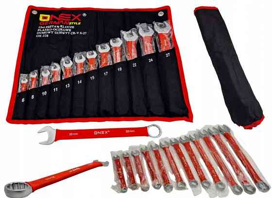 OX-228 Набор комбинированных гаечных ключей 6-27 мм 12 шт на тряпке с резиновыми ручками Cr-V Одесса