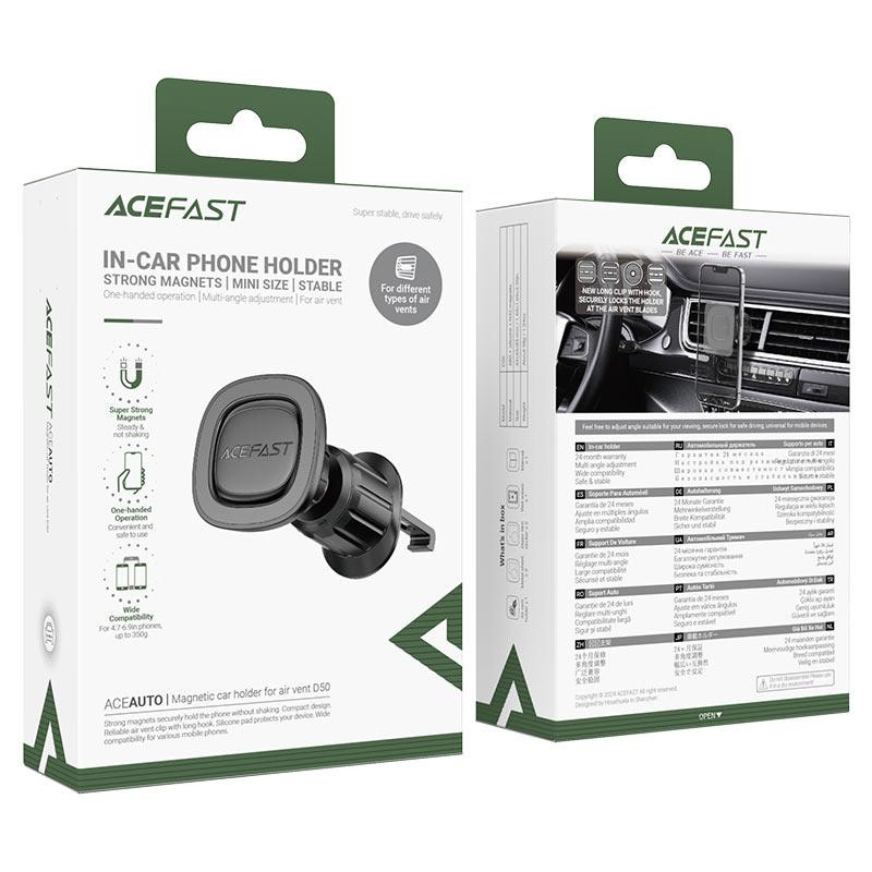 Автомобильный держатель для телефона ACEFAST D50 magnetic car holder for air vent Black Одесса - изображение 2