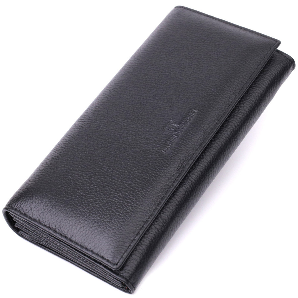 Жіночий шкіряний гаманець із зовнішньою монетницею чорний (ST Leather) Київ - фото 19