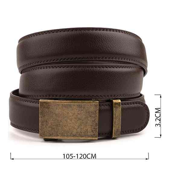 Ремінь з натуральної шкіри з автоматичною пряжкою латунь Vintage 20309 Коричневий Київ
