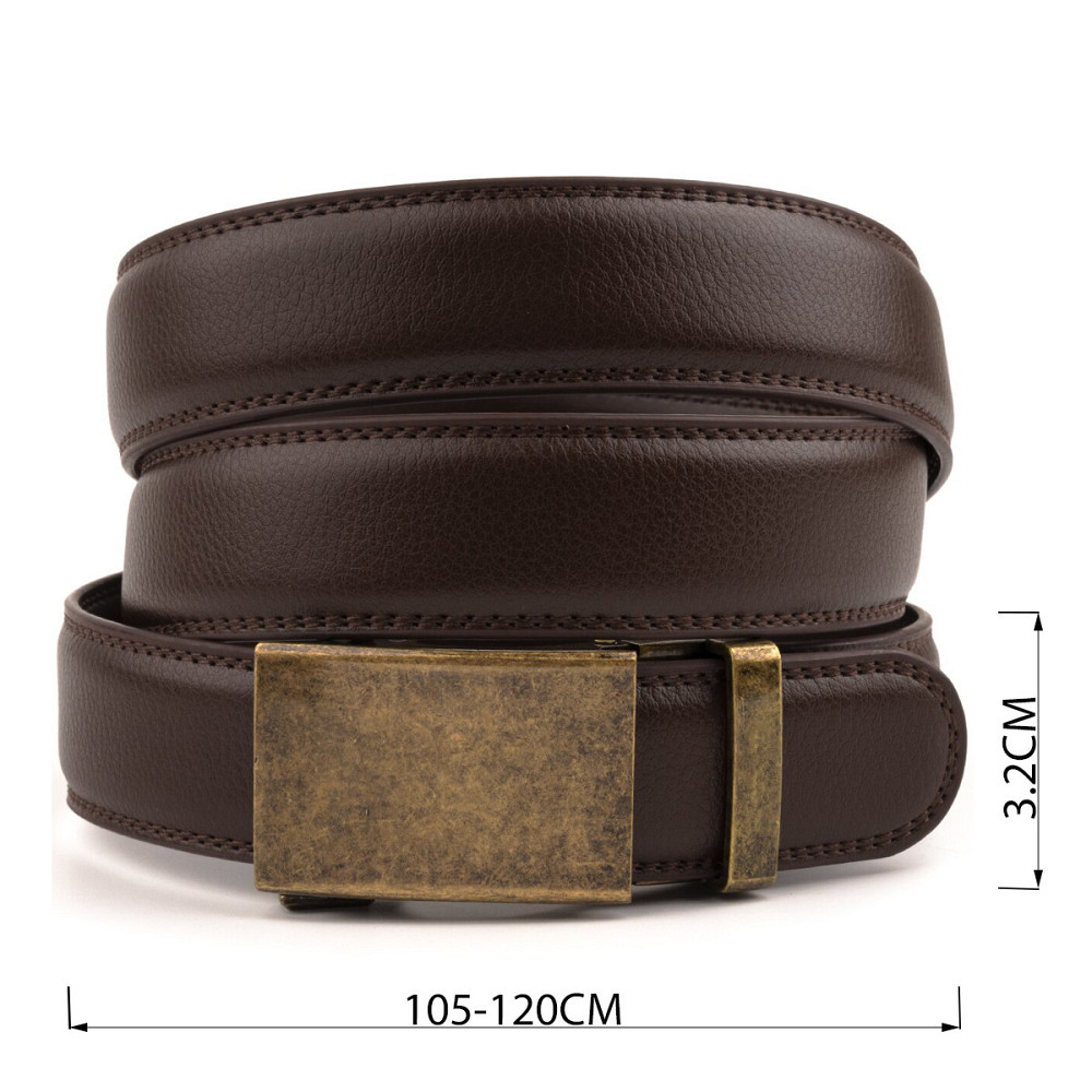 Ремінь з натуральної шкіри з автоматичною пряжкою латунь Vintage 20309 Коричневий Київ - фото 3