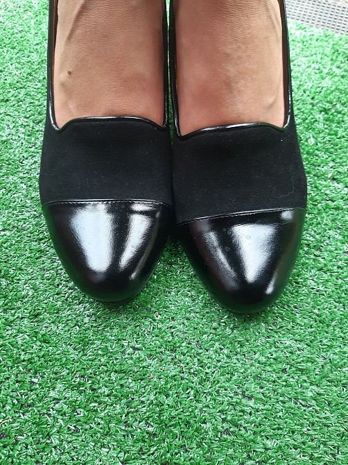 Женские туфли черные на каблуке Б/У 39 размер - по стельке 25см, натуральная кожа, каблук 6см Киев - изображение 6