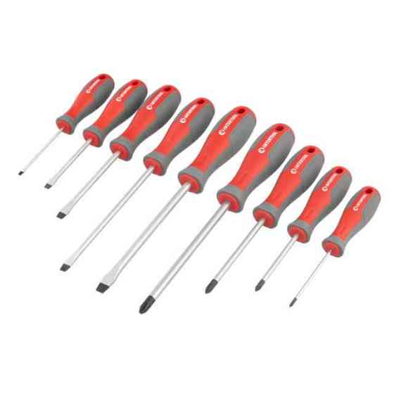 Набор отверток, 9 ед., Cr-V, 75-150 мм (SL3, SL5, SL6, SL8, PH0, PH1, PH3) INTERTOOL VT-3349 Киев
