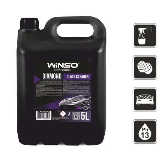 WINSO 880760 – Очисник скляних і дзеркальних поверхонь автомобіля Diamond Glass Cleaner (концентрат 1:10), 5 л Ковель