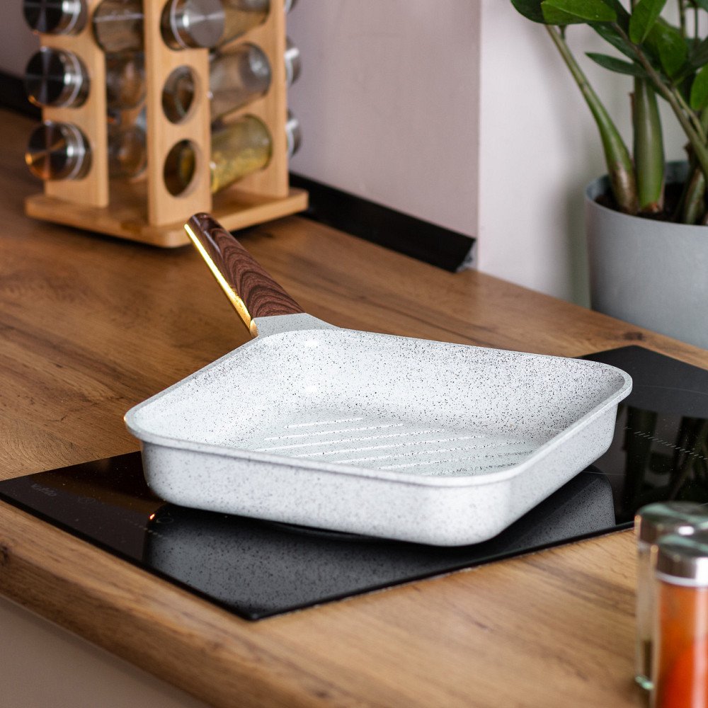 MGC Сковорода-гриль алюмінієва, квадратна, 2,5 л, з антипригарним покриттям, 24 см MGC White HP Коломыя - изображение 6