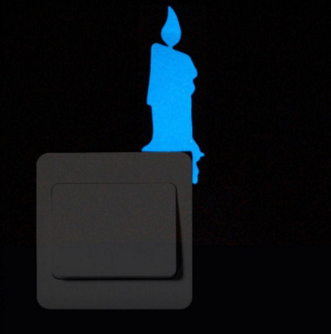 Фосфорна наклейка Свічка 10 на 4 см блакитний Київ - фото 1