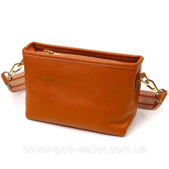Женская наплечная сумка в оранжевом цвете из натуральной кожи Leather Collection Киев