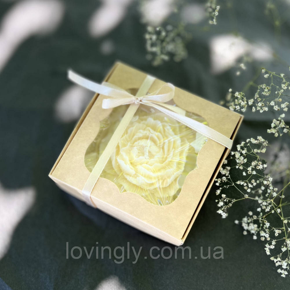 Подарочная свеча пион из натурального воска, ручная работа Ирпень - изображение 1