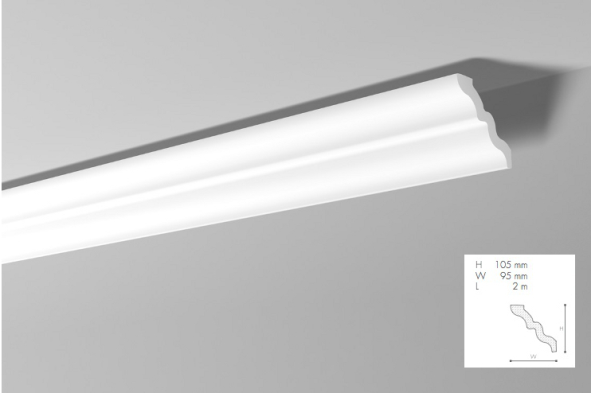 Карниз(плинтус) потолочный гладкий  NMC, SM  , 105x95x2000 мм Днепр - изображение 1