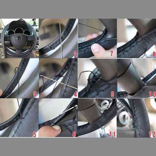 Чехол на руль из кожзама 37-38 см, серая обтяжка Киев