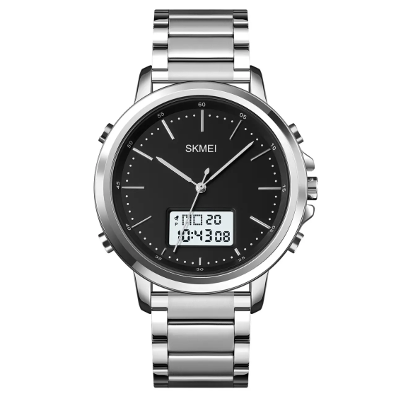 Мужские наручные часы Skmei 1652 с металлическим браслетом (Серебристый с белым) Винница