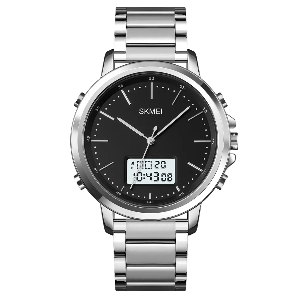 Мужские наручные часы Skmei 1652 с металлическим браслетом (Серебристый с белым) Винница - изображение 1