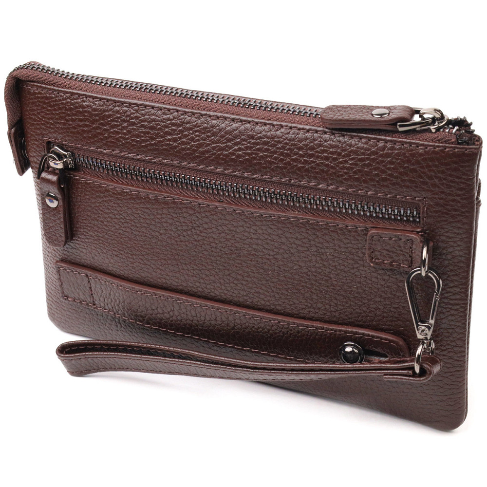 Стильний клатч для чоловіків з натуральної шкіри Коричневий (CANPELLINI) Київ - фото 6