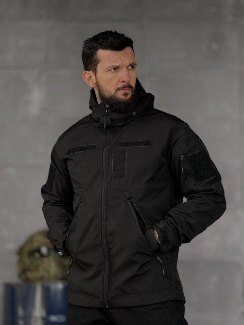 Демисезонная тактическая куртка софтшел  lion  black   ВТ5053 Одесса - изображение 2