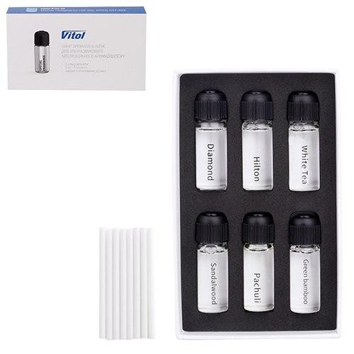 Набір з 6 ароматів для ультразвукового автомобільного ароматизатора Vitol Black Харків - фото 1
