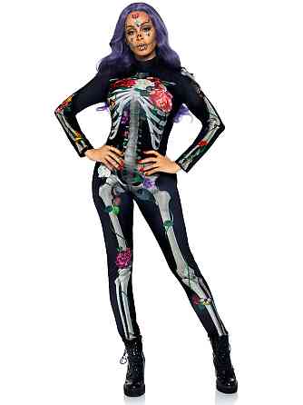Комбінезон скелет із квітковим принтом Leg Avenue Floral skeleton catsuit M Sex Aura Київ