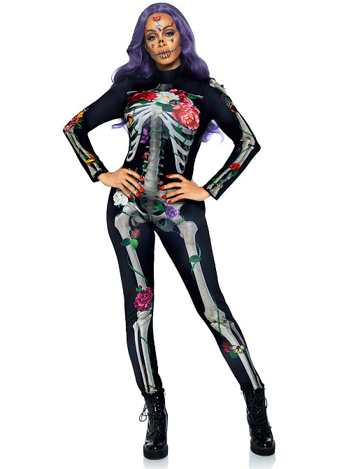 Комбінезон скелет із квітковим принтом Leg Avenue Floral skeleton catsuit M Sex Aura Київ - фото 6