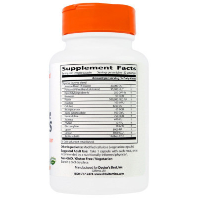 Витаминно-минеральный комплекс Doctor's Best Пищеварительные ферменты, Digestive Enzymes, 90 капсул (DRB-00047) Винница - изображение 2