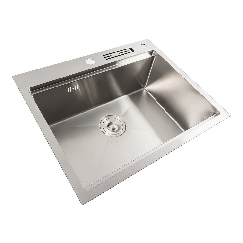 PLATINUM Кухонна мийка нержавійка 60х50 Platinum Handmade з підставкою для ножів (сифон круглий Киев - изображение 3