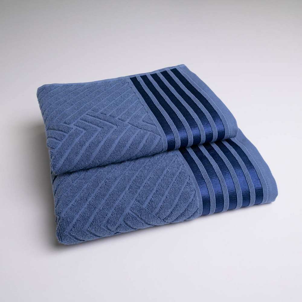 Комплект махровых полотенец SOFT 2шт GM Textile 50х90см, 70х140см 500г/м2 (Синий) Сумы - изображение 1