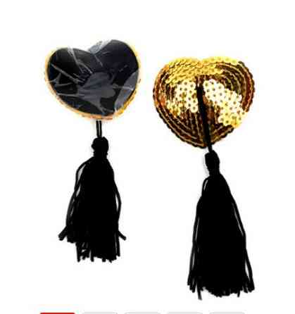 Наклейки на груди з паєтками золотисті, розмір сердечка 5*4,5 см Київ