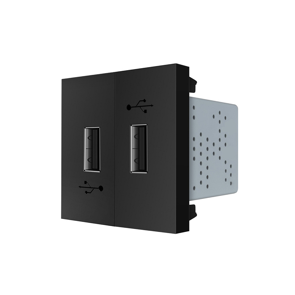 Подвійна розетка USB LIVOLO чорна, з блоком живлення 2×USB-A 5V/2.1A, 2×10Вт, модуль (VL-FCUA-2BP) Коломыя - изображение 1