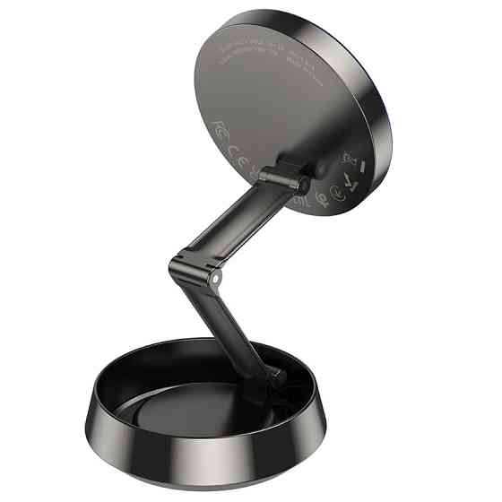 Автодержатель для телефона с БЗУ HOCO HW33 Metal ring magnetic wireless fast charging car holder (center console) Metal Grey Киев