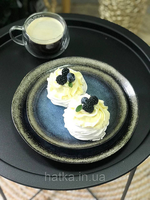 Тарілка Olens "Голден-бей" 21 см кругла кераміка синя для дому та ресторанів Київ - фото 8