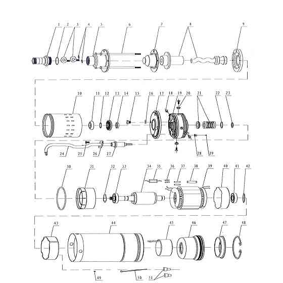 Dongyin Насос шнековый скважинный 0.75кВт H 170(107)м Q 35(20)л/мин Ø96мм (нерж) DONGYIN 4QGD1. Коломия