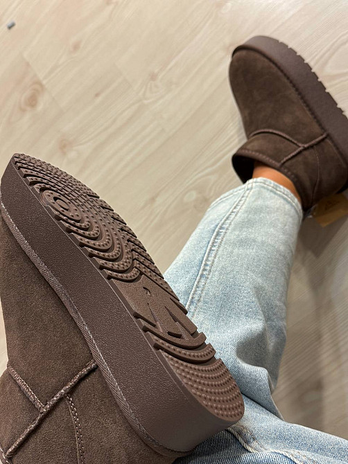 Угги женские Hengji 25-7 натуральная замша короткие на высокой подошве коричневые, 41, 25,5 см Киев - изображение 18