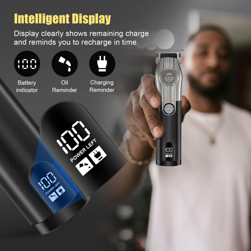 Набір для стрижки HIENA PRO HYN-208+601+303, машинка, тример T-Blade, шейвер, LED-дисплей, USB-C, чорний Київ - фото 8